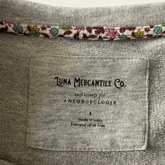 Anthropologie x Luna Mercantile Co Tiger Graphic Sweatshirt Patchwork Gray Small - Picture 7 of 9